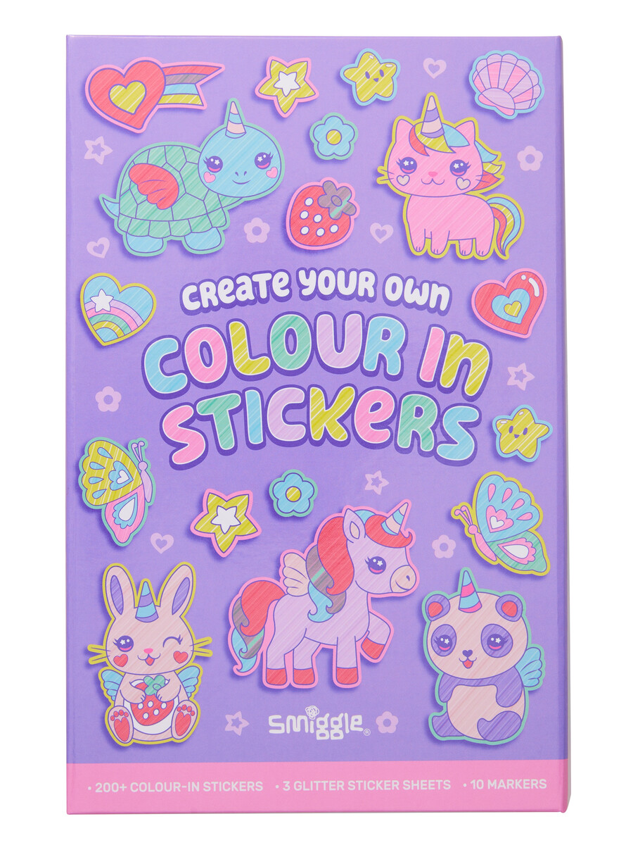 fun colour in stickers book activity box