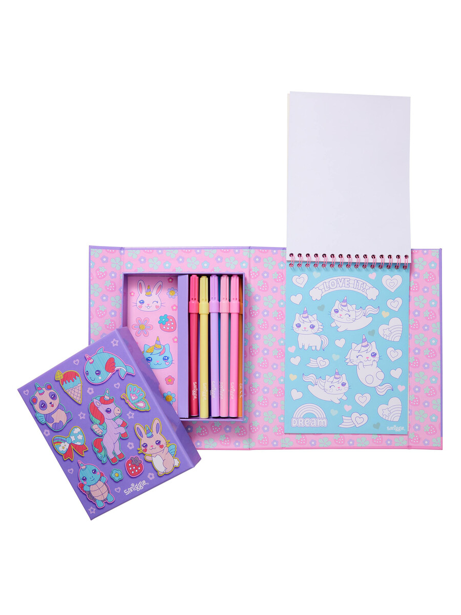 fun colour in stickers book activity box