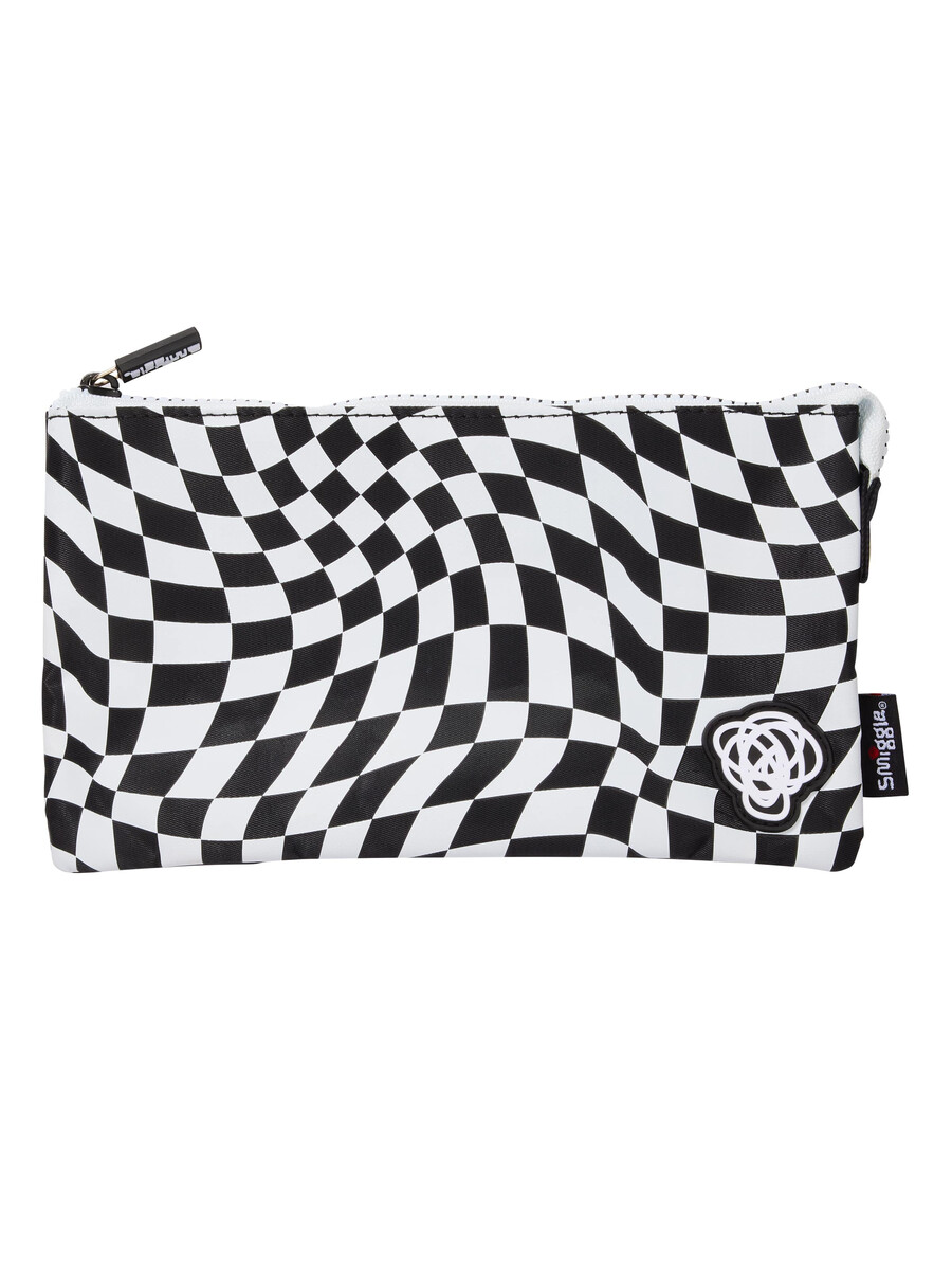 check triple pocket pencil case