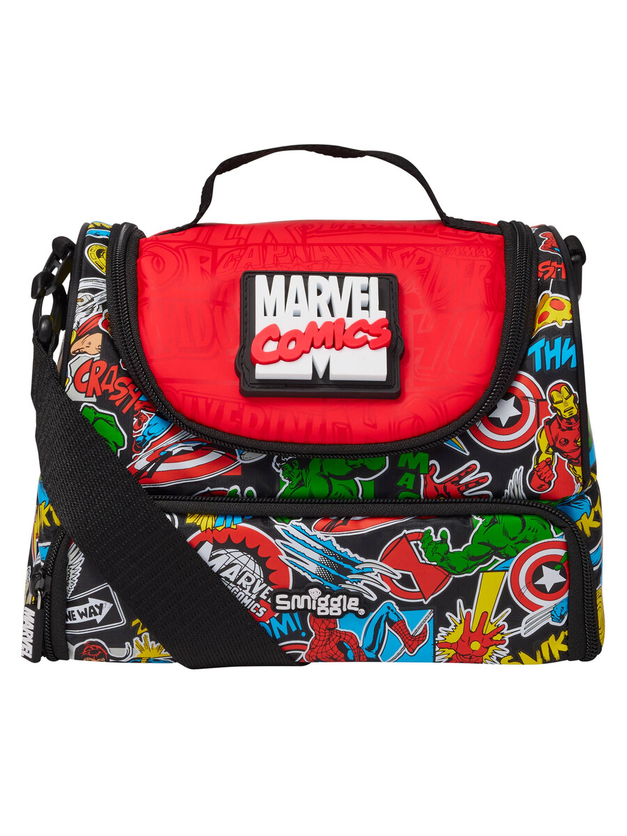 marvel large double compartment lunchbox with strap
