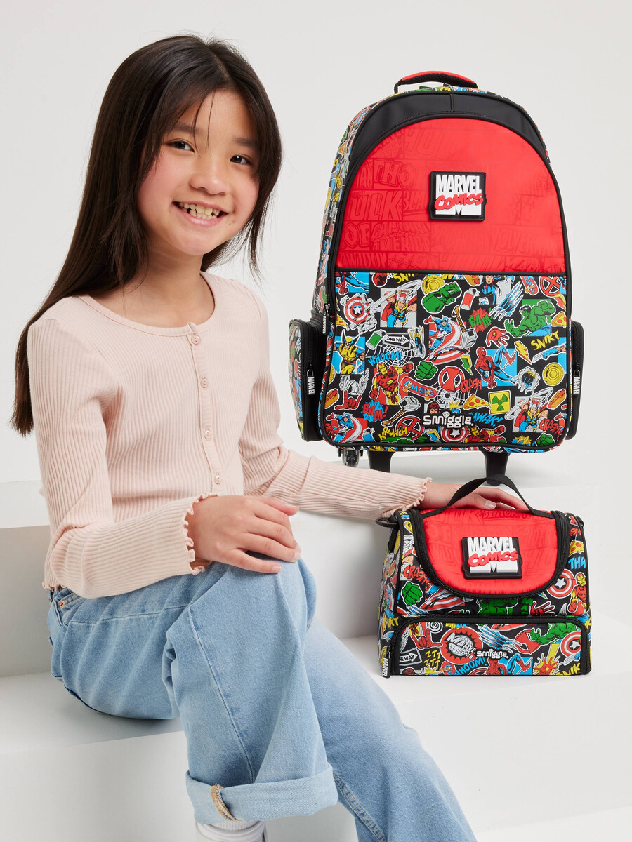 marvel large double compartment lunchbox with strap