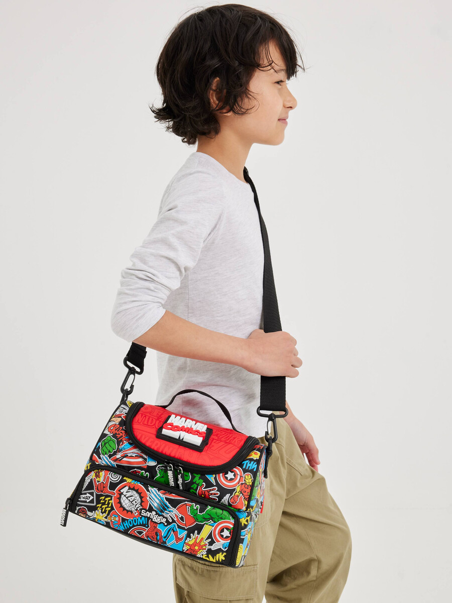marvel large double compartment lunchbox with strap