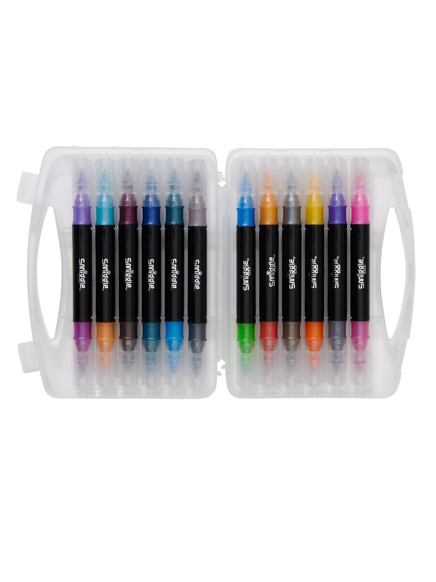 glitter dual tip marker pack x12