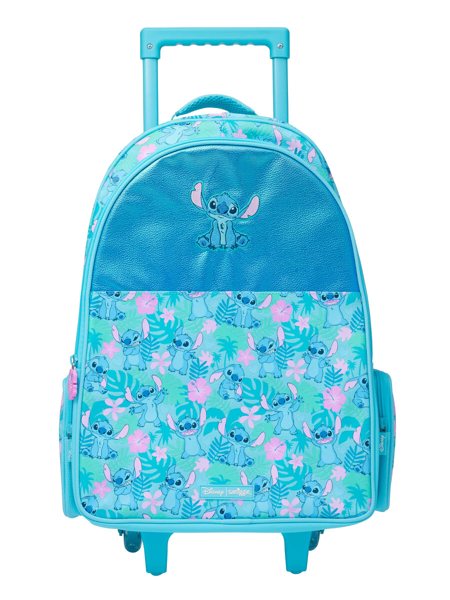 stitch trolley backpack with light up wheels